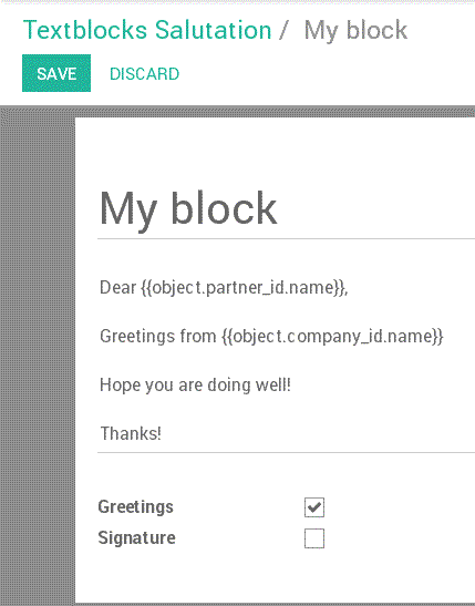 Odoo text and image block